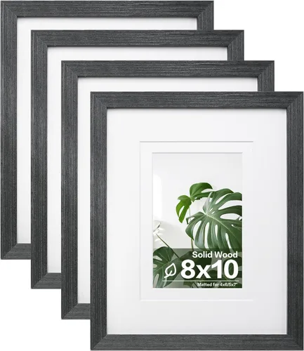 Vista 43 de Egofine - Juego de 4 portarretratos A4 de madera maciza y cubierta de plexiglás de 4 x 6/6 x 8 pulgadas con paspartú o A4 sin paspartú, para mesa