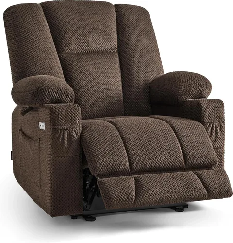 Vista 11 de MCombo Zero Gravity Silla Reclinable Eléctrica con Masaje de Calor y Vibración, Silla Reclinable con Puertos USB y Tipo C, Portavasos para Sala
