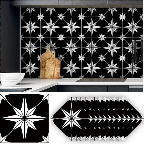Vista 8 de Alwayspon 12 calcomanías mate para azulejos de pared, despegar y pegar, calcomanías de vinilo autoadhesivas para azulejos de cocina y baño, 6 x 6