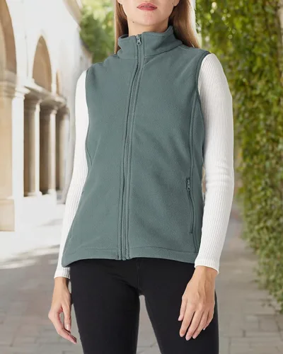 Vista 6 de Outdoor Ventures Chaleco de forro polar con cremallera para mujer, con bolsillos, cálido chaleco sin mangas para otoño e invierno