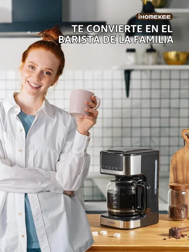 Vista 7 de Ihomekee Cafetera, Cafetera de Goteo Programable de 12 Tazas, Máquina de Café de Goteo Regular y Fuerte con Función de Café Helado para Hogar