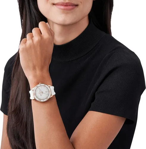 Vista 5 de Michael Kors Reloj Runway de acero inoxidable MK6979 - Reloj de cuero de tres manecillas Runway