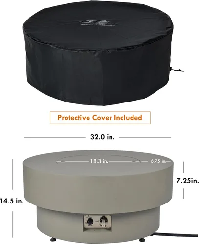 Vista 5 de Fogata de propano para exteriores de 32 pulgadas con cubierta de tanque de 20 libras, fogatas de propano de 50,000 BTU para patio exterior con tapa