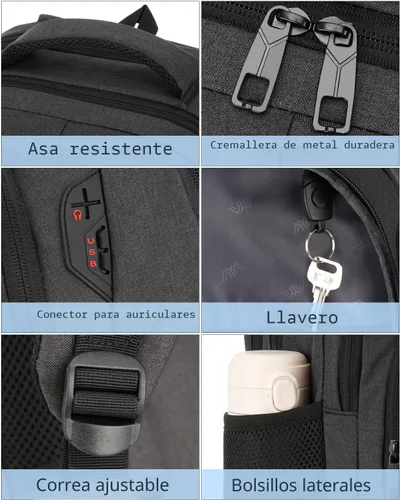 Vista 4 de kadilong Mochilas escolares para adolescentes y niños, mochila para laptop para hombre, bolsa de computadora universitaria con puerto de carga USB