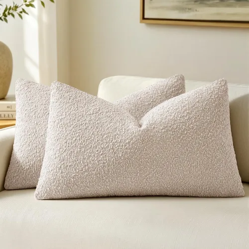 Vista 16 de MIULEE - Fundas de almohada decorativas para sofá lumbar de 16 x 16 pulgadas, color beige Set of 2 Textured Neutral Throw Pillow Covers, Accent