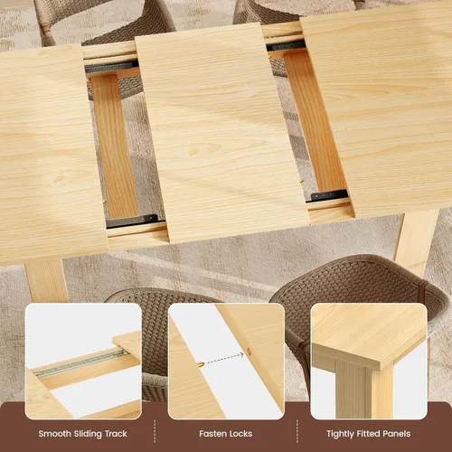 Vista 4 de Miereirl Mesa de comedor extensible de 59 a 77 pulgadas para 6 a 8, mesa de cocina rectangular que ahorra espacio con extensión fácil de sacar