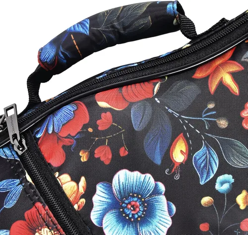Vista 5 de CloudMusic Funda para ukelele - Mochila acolchada para concierto de 23 pulgadas (concierto, flores coloridas en negro)