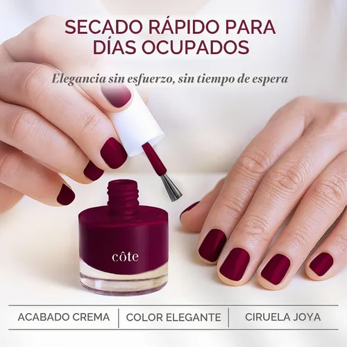 Vista 2 de Cote Beauty's Sangria - Esmalte de uñas natural ciruela, acabado suave y crema, tono joya, esmalte de uñas de larga duración, resistente a
