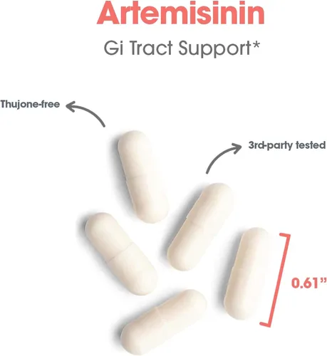 Vista 5 de Allergy Research Group Suplemento de artemisinina – Apoyo del tracto gastrointestinal, Qinghaosu puro de Artemisia annua, sin tujona