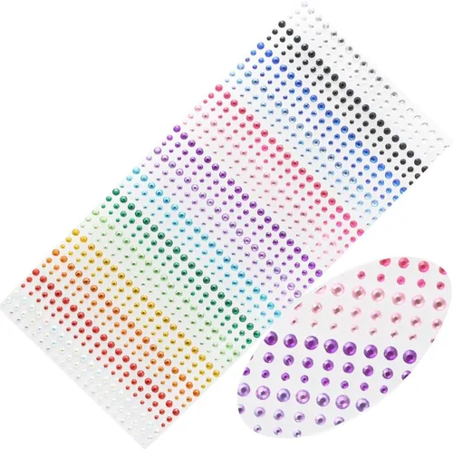 Vista 5 de 900 piezas de 0.118 in, 0.157 in, 0.197 in, multicolor, con diamantes de imitación, lámina autoadhesiva