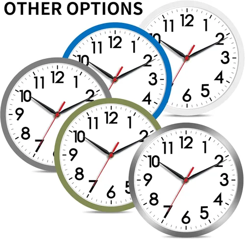 Vista 3 de AKCISOT - Reloj de pared de 8 pulgadas, silencioso, funciona con pilas, color negro