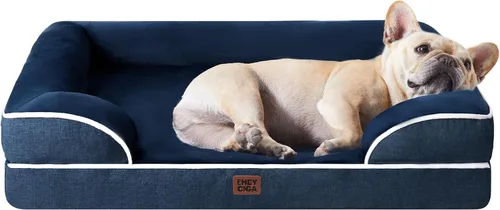 Vista 54 de EHEYCIGA – Cama ortopédica impermeable para perros pequeños, de espuma viscoelástica tipo caja de huevos, con bordes elevados y base antideslizante