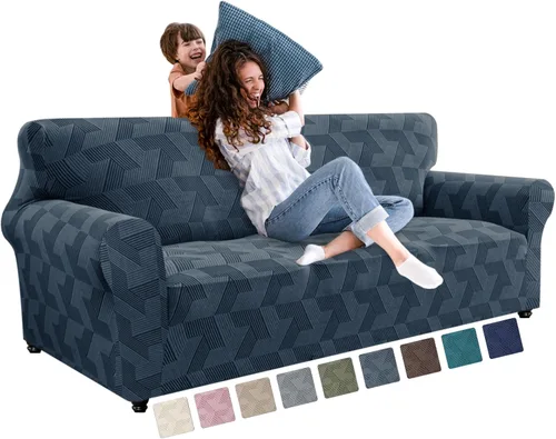 Vista 14 de JIVINER - Juego de 2 fundas elásticas para sillas de comedor, fundas geométricas de jacquard para sillas de comedor, fundas lavables para sillas
