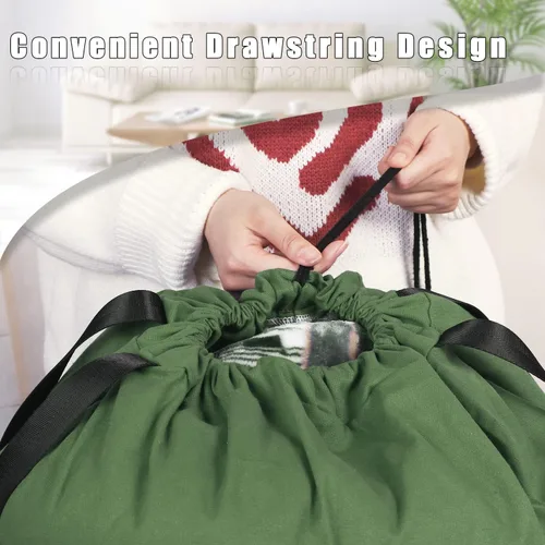 Vista 4 de Sanlykate Bolsa grande de lona de algodón con cordón y asas, organizador de ropa sucia resistente y duradero, bolsa de almacenamiento resistente a