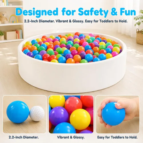 Vista 6 de Pelotas de 200/500/1000 unidades, bolas de plástico para pelotas de bebé, bolas coloridas sin BPA Morado