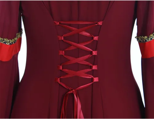 Vista 7 de CosplayDiy Vestido renacentista para mujer, disfraz medieval, vestidos victorianos, falda pirata, vestido de elfo de hadas renacentistas