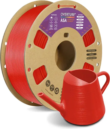 Vista 20 de Filamento OVERTURE ASA de 0.069 in, resistente a los rayos UV y a la intemperie, 2.2 lbs negro