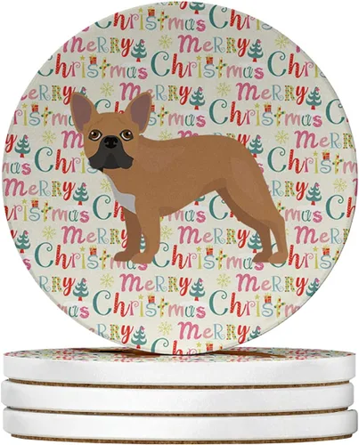 Vista 49 de Abyssinian Sand Terrier Merry Christmas - Posavasos grandes de piedra arenisca (4 unidades)