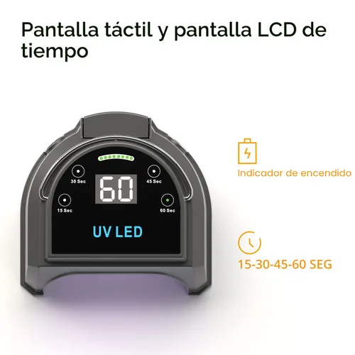 Vista 4 de Lámpara de uñas profesional inalámbrica LED UV de 80 W, luces UV para uñas con 45 perlas LED y batería recargable, secadora de uñas de gel LED