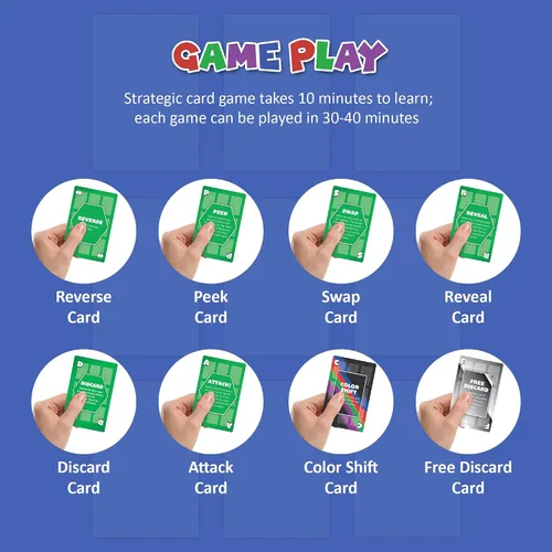 Vista 4 de Juego de cartas – Juego de cartas familiar – Diversión para niños, adolescentes y adultos – Ideal para 2 – 4 jugadores – para noche de juegos, noche