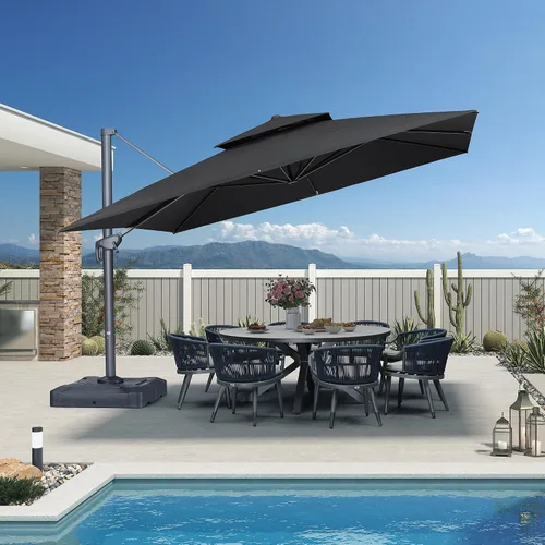 Vista 31 de PURPLE LEAF Sombrilla de Patio Voladiza de 10' x 13' para Exteriores con Base de 330 libras, Sombrilla Rectangular Grande Resistente al Viento