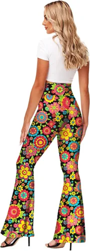 Vista 7 de Deerose Pantalones de Cintura Alta Elásticos Ajustados Acampanados Estilo Hippie para Mujer