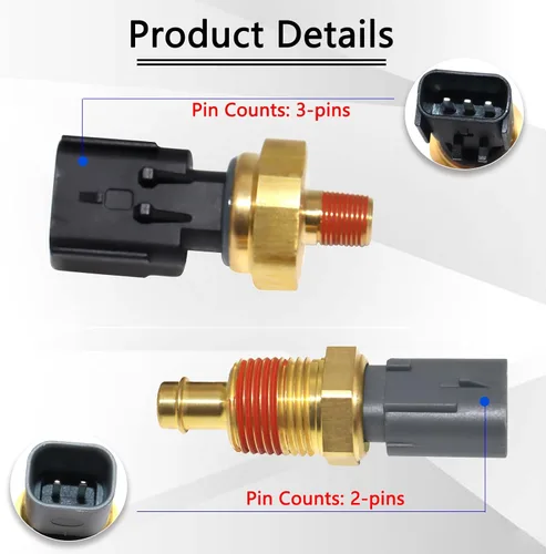 Vista 2 de Paquete de 2 Sensor Emisor Interruptor de Presión de Aceite del Motor y Sensor de Temperatura del Refrigerante 5149062AA 5149077AB Compatible
