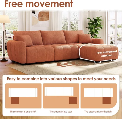 Vista 6 de [VIDEO] 110" Modular Sectional Sofa, L Shape with Extra-large Seat, Pull-l