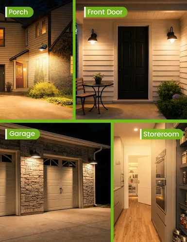 Vista 8 de Motion Sensor Light Bulbs Outdoor 2 Packs 13W(100W Equivalent) Security LED Bulb, Indoor E26, A19, 2700K Warm White Dusk to Dawn Bulb for Garage