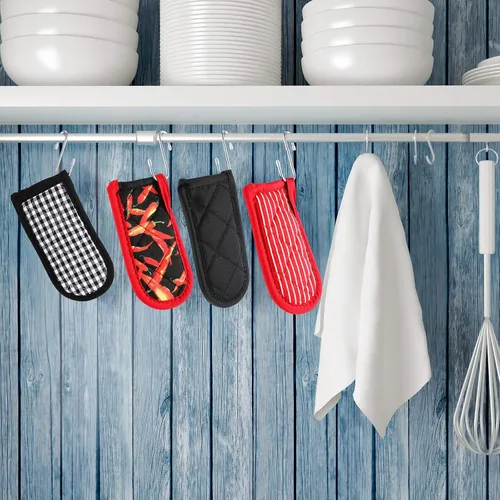 Vista 4 de Geiserailie 8 piezas de funda de hierro fundido para mango de sartén resistente al calor, soportes antideslizantes para ollas, asas lavables a