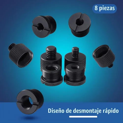 Vista 7 de 8 Piezas de Adaptador de Soporte de Micrófono 5/8 Hembra a 3/8 Macho y 3/8 Hembra a 5/8 Macho, 5/8 Hembra a 1/4 Macho y 1/4 Hembra a 5/8 Macho