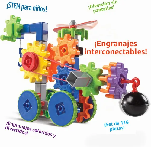 Vista 8 de Learning Resources Gears! Gears! Gears! Machines in Motion - STEM para niños pequeños, juguetes de construcción e ingeniería prácticos, pensamiento