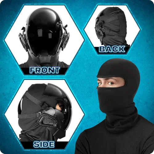 Vista 2 de Zadin Máscara punk, disfraz cibernético, casco ajustable de Halloween, máscara futurista rave