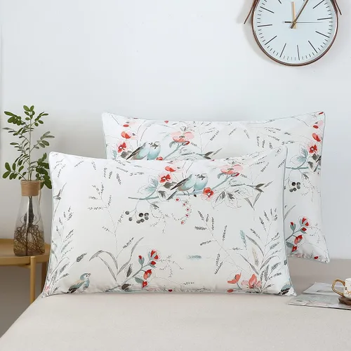 Vista 24 de WINLIFE Juego de 2 fundas de almohada de algodón 100%, tamaño estándar, de fibras largas, 20×26 pulgadas, fundas de almohada frescas, transpirables