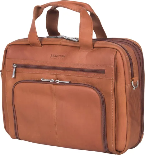 Vista 13 de Kenneth Cole REACTION "Out of the Bag" Manhattan - Bolso bandolera de cuero colombiano para laptop de 15.6" para viajes y negocios