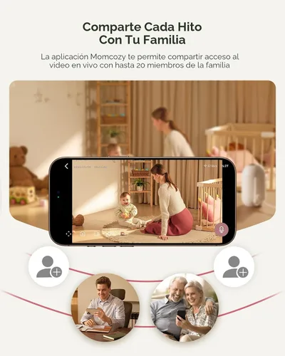 Vista 7 de Momcozy Monitor de bebé inteligente WiFi con cámara y audio, pantalla 1080P de 5 pulgadas con montaje en pared, detección de movimiento y llanto