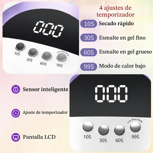 Vista 7 de Lámpara de uñas UV LED con 72 perlas, lámparas de curado de uñas de 300 W para esmalte de gel con sensor automático/4 ajustes de temporizador