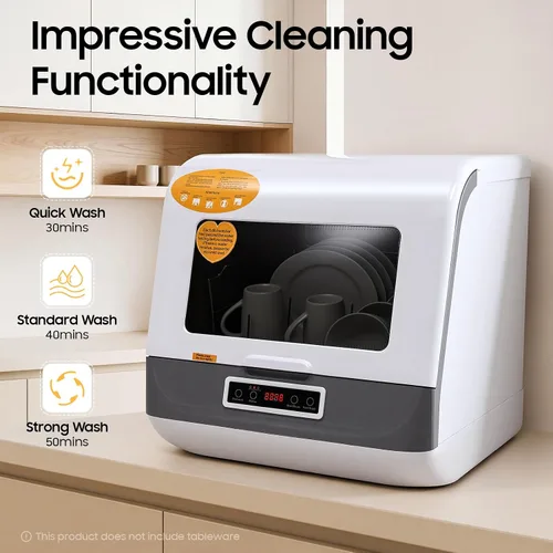 Vista 2 de Lavavajillas portátil de 1200 W 110 V, mini lavavajillas con 3 programas de lavado y función de secado al aire, control de microcomputadora de gran