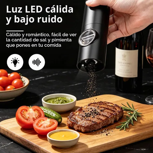 Vista 5 de Gulex - Molinillo de pimienta eléctrico con pilas, 1 molinillo de pimienta automático
