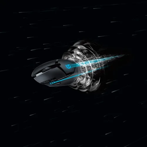 Vista 2 de Logitech G 402 Hyperion Fury Mouse para juegos con cable, 4,000 DPI, ligero, 8 botones programables, compatible con PCMac, color negro