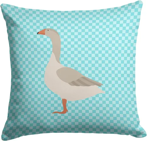 Vista 215 de Caroline's Treasures BB8163PW1414 Beltsville - Almohada decorativa de tela a cuadros pequeños, color blanco, pavo y gallina azul, lavable a máquina