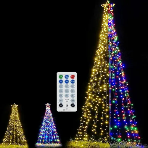 Vista 9 de Fairyrain Iluminación exterior de 15 pies para árbol de Navidad Arbol de Multicolor