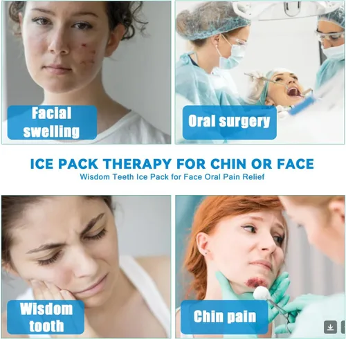 Vista 2 de Paquete de hielo para mandíbula, cabeza y barbilla, paquetes de gel reutilizables calientes o fríos, alivio del dolor para ATM, cirugía oral