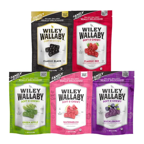 Vista 11 de Wiley Wallaby Regaliz 10 onzas Clásico Gourmet Suave y Masticable Regaliz Australiano en Forma de Twists, Paquete de 6
