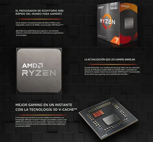 Vista 2 de Micro Center AMD Ryzen 7 5800X3D 8 núcleos 16 hilos procesador de escritorio con tecnología AMD 3D V-Cache Bundle con ASUS TUF Gaming B550-PLUS WiFi