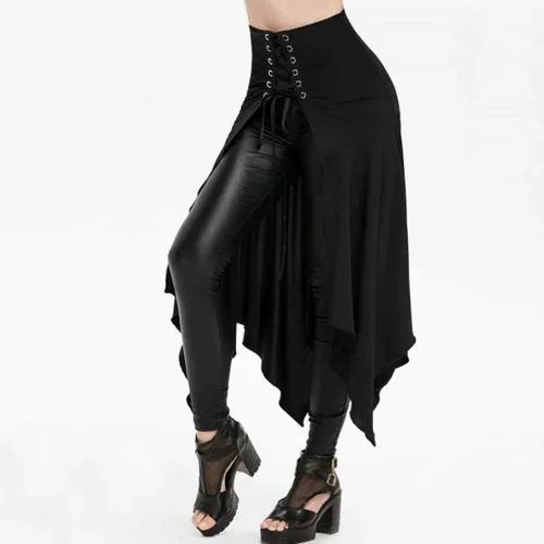 Vista 4 de SHOPESSA Disfraz de Halloween para mujer, pirata, gótico, punk, falda sexy, falda renacentista, corsé medieval, vestido corto