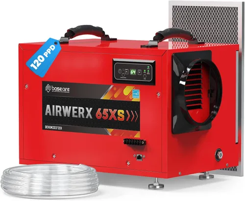 Vista 10 de BaseAire - Deshumidificador de 198 pintas con bomba para espacio de rastreo, sótano, deshumidificador comercial portátil AirWerx90X para todo