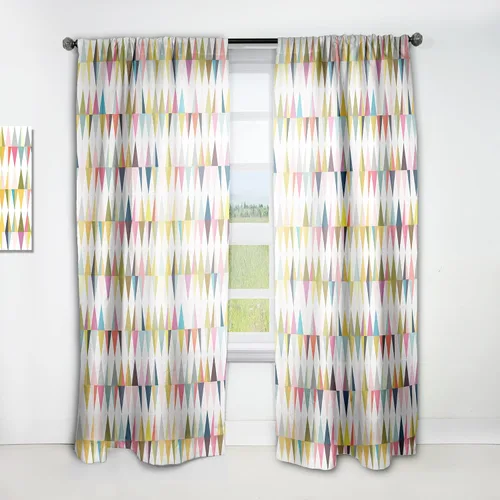 Vista 15 de DesignQ Cortinas opacas con patrón circular pastel retro II para dormitorio, cortinas para sala de estar, cortinas con aislamiento térmico, panel