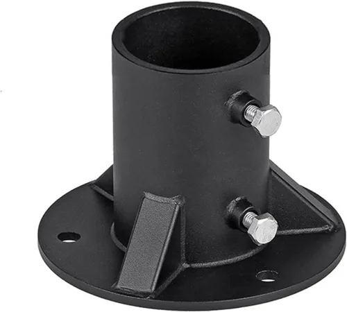 Vista 9 de Brida de piso de poste de valla de eslabones de cadena resistente, placa de anclaje de base de poste de acero galvanizado de 2-3/8 pulgadas