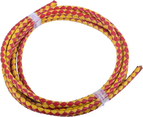 Vista 8 de 2 yardas 8.0mm Cordón redondo de cuero trenzado auténtico marrón antiguo para corbata de bolo